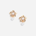 Gold Flower Pearl Earrings