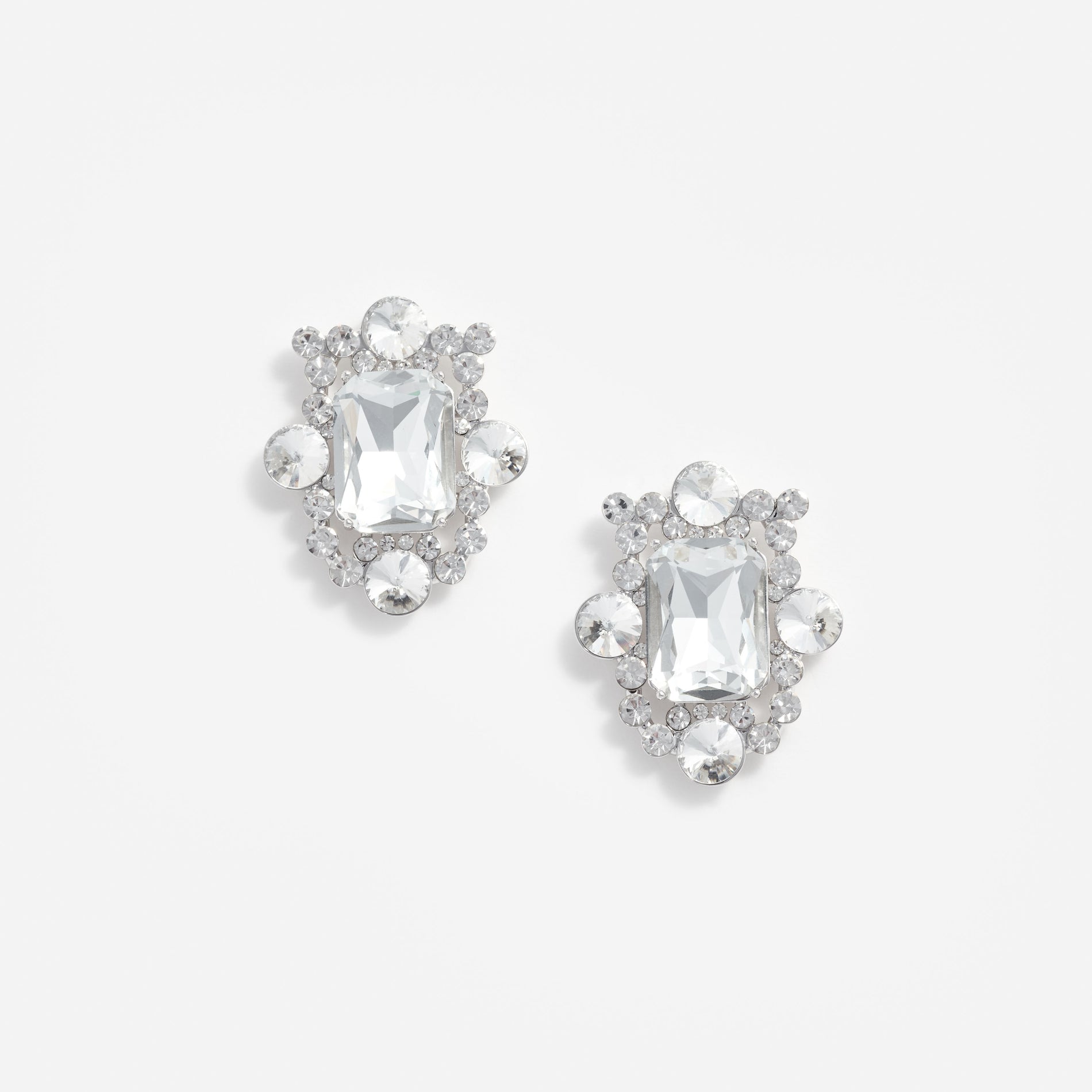 Silver Crystal Cluster Earrings