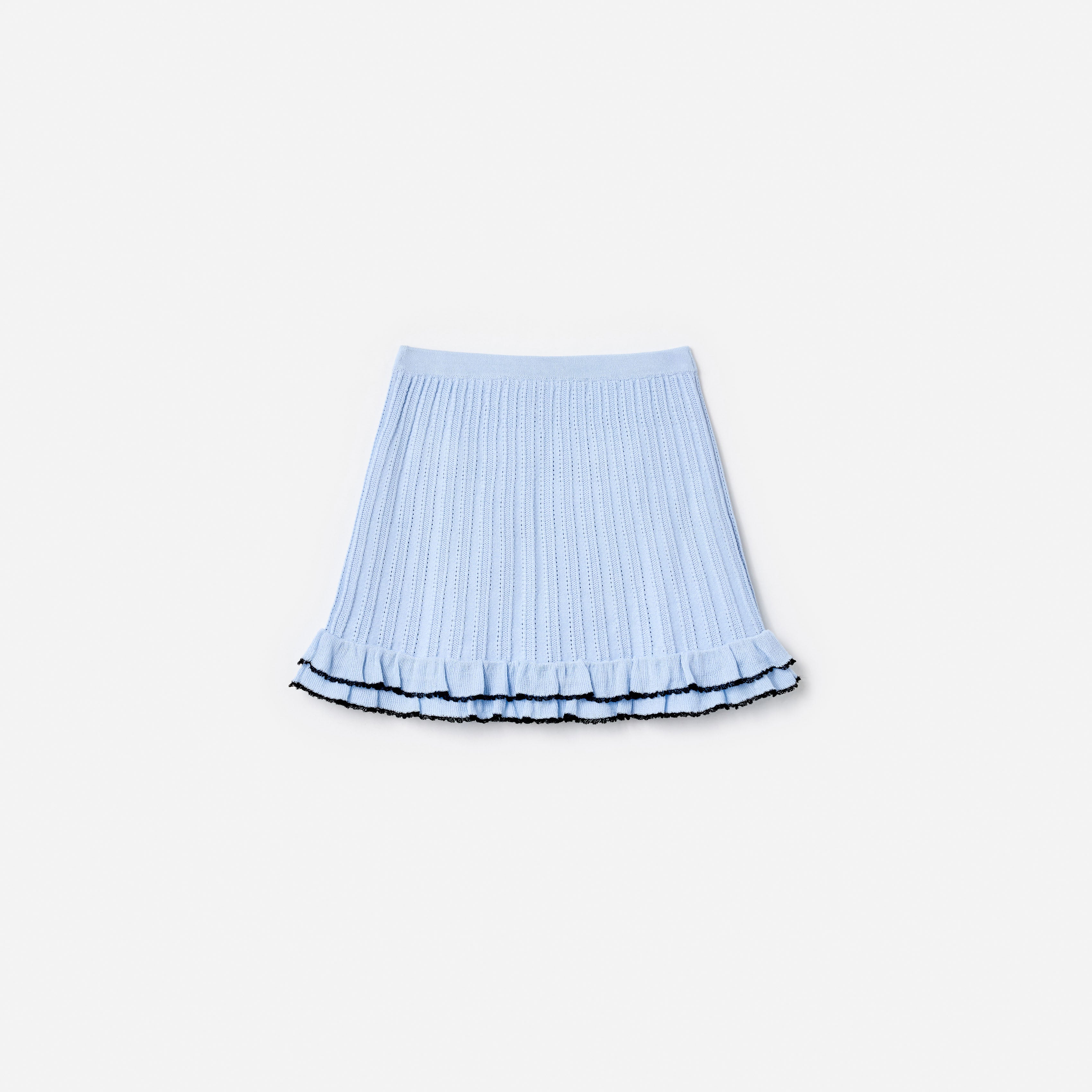 Blue Frill Trim Knit Skirt