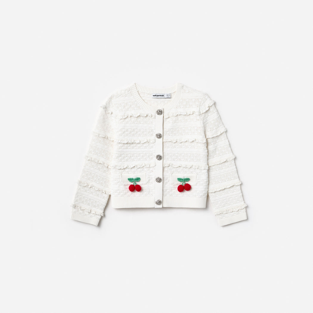 Cream Cherry Motif Cardigan