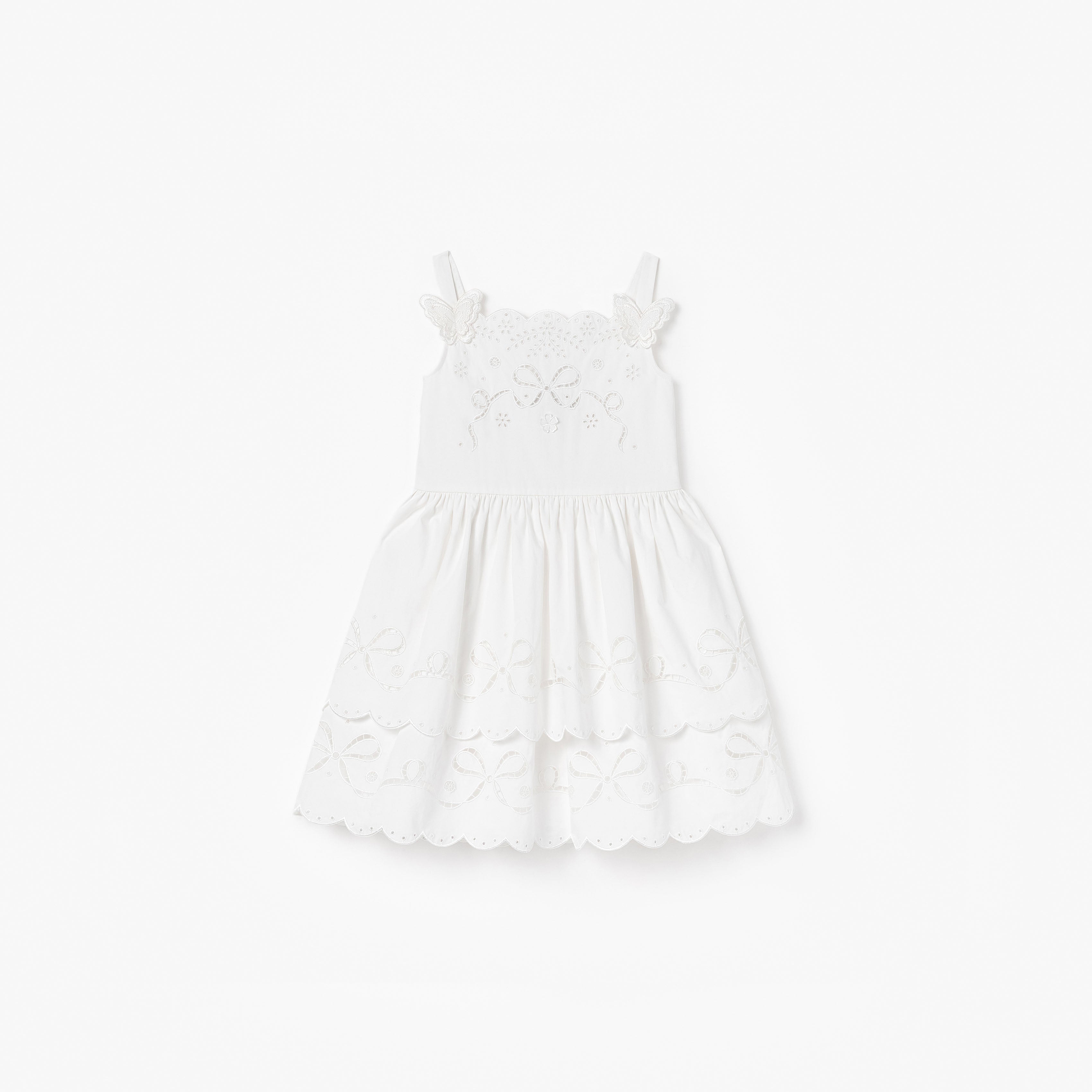 White Cotton Embroidered Dress