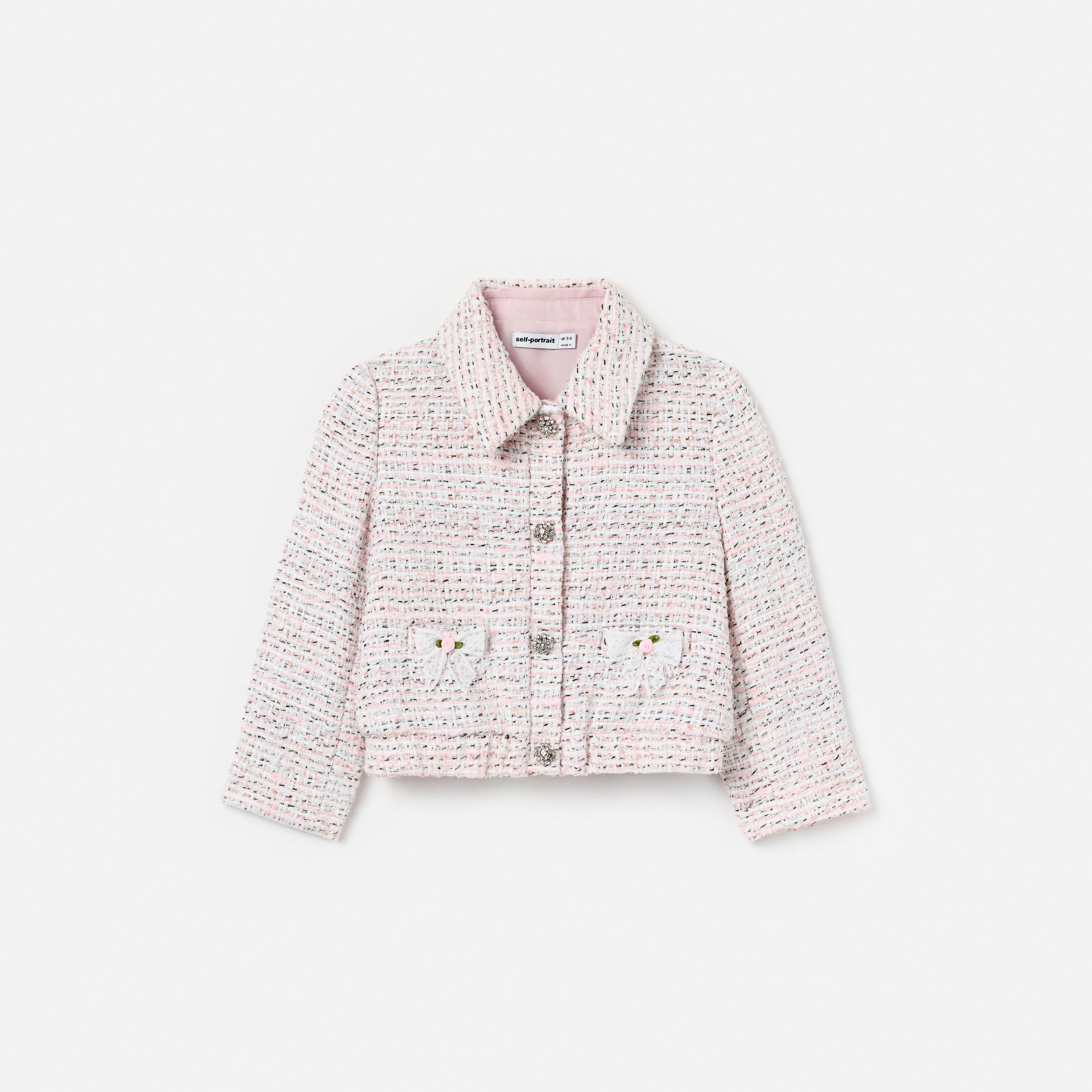 Pink Boucle Lace Bow Jacket