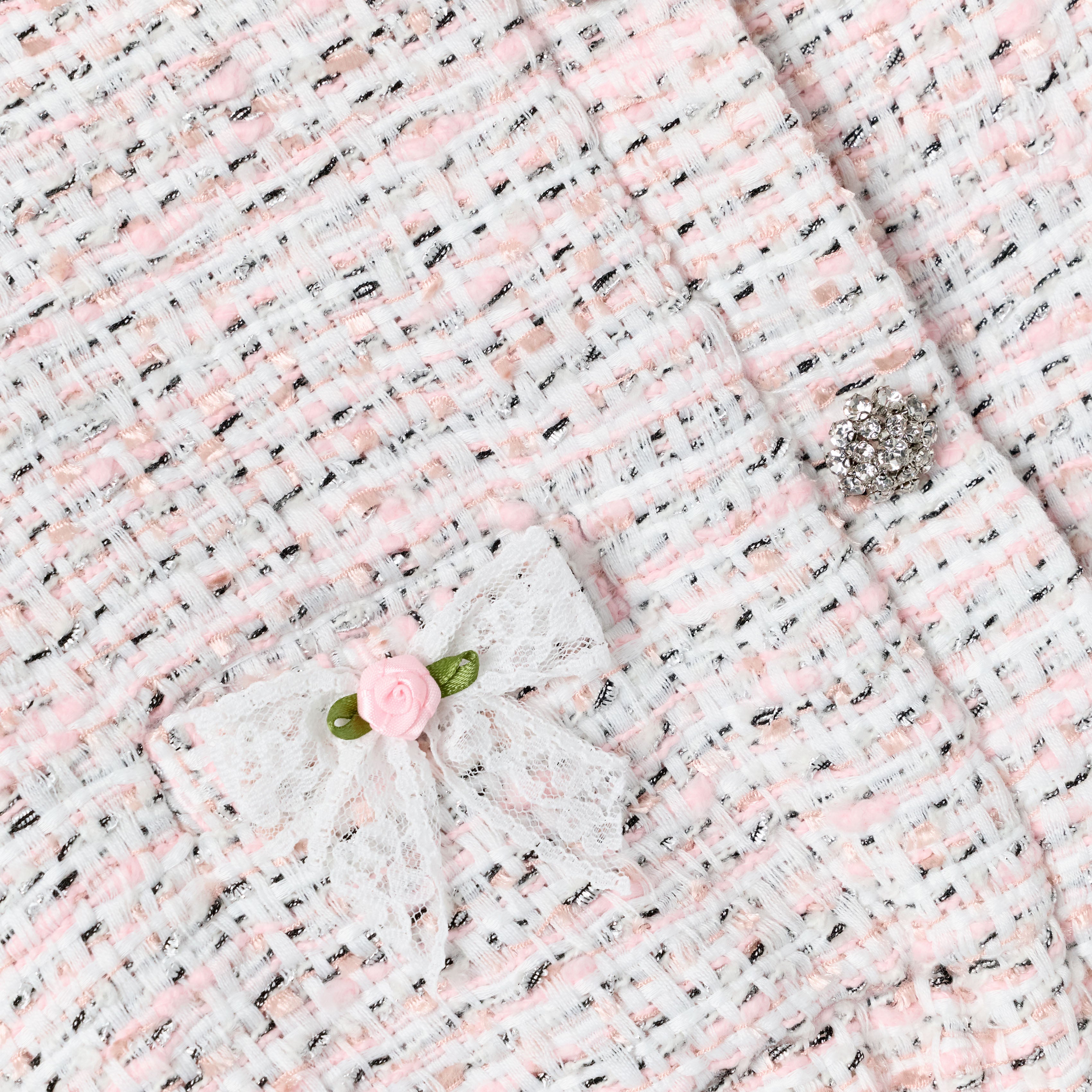 Pink Boucle Lace Bow Jacket