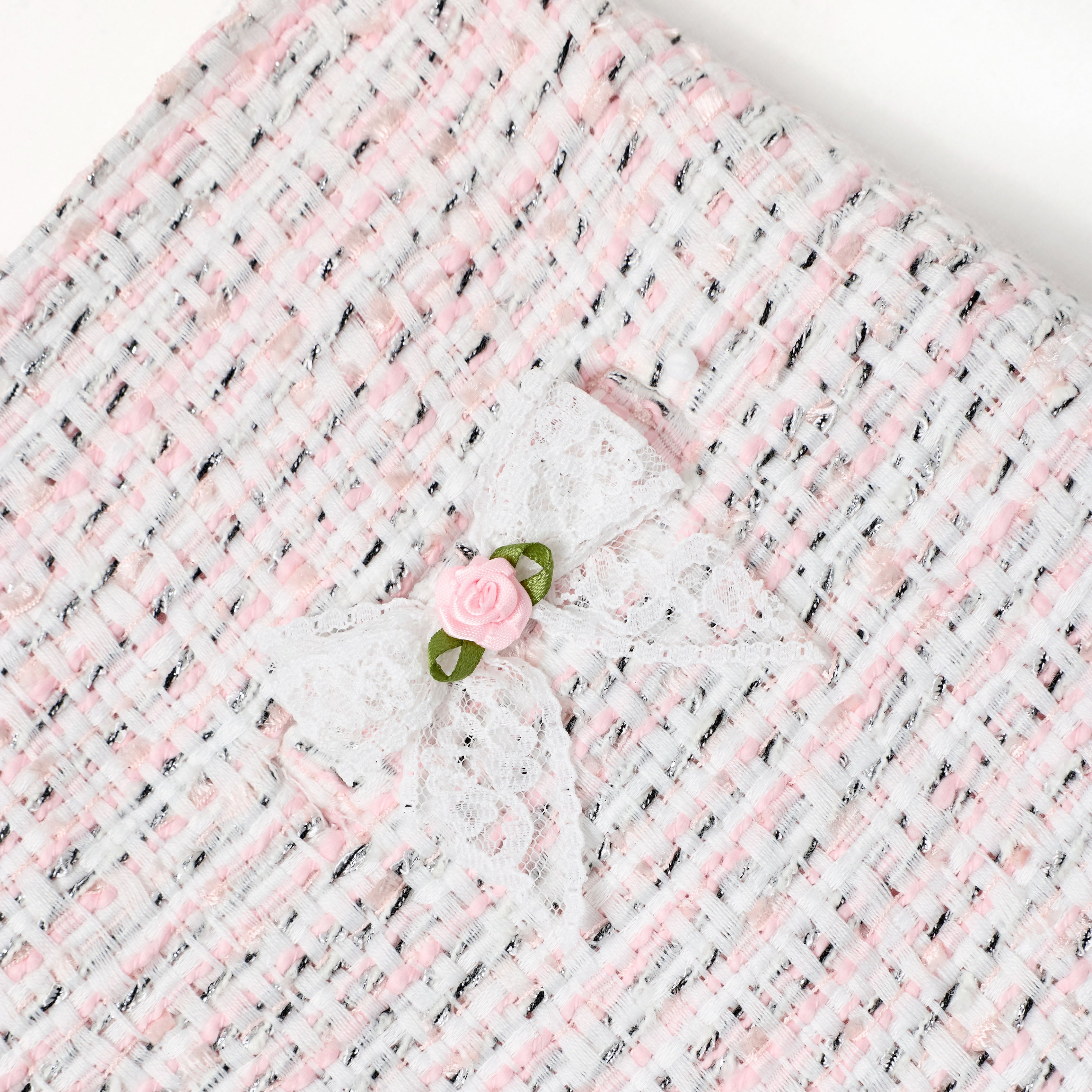 Pink Boucle Lace Bow Skirt