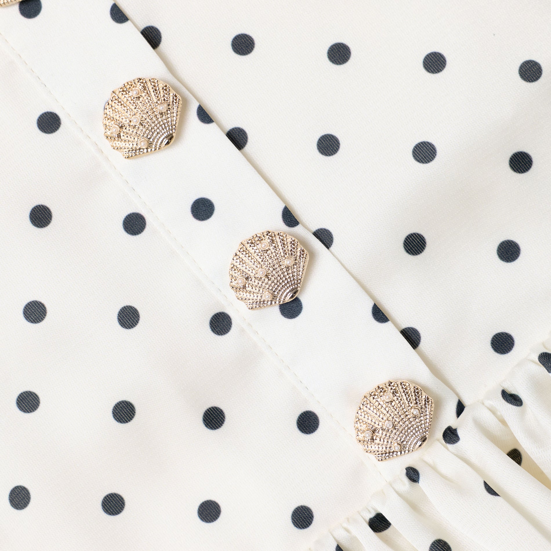 Cream Polka Dot Frill Top