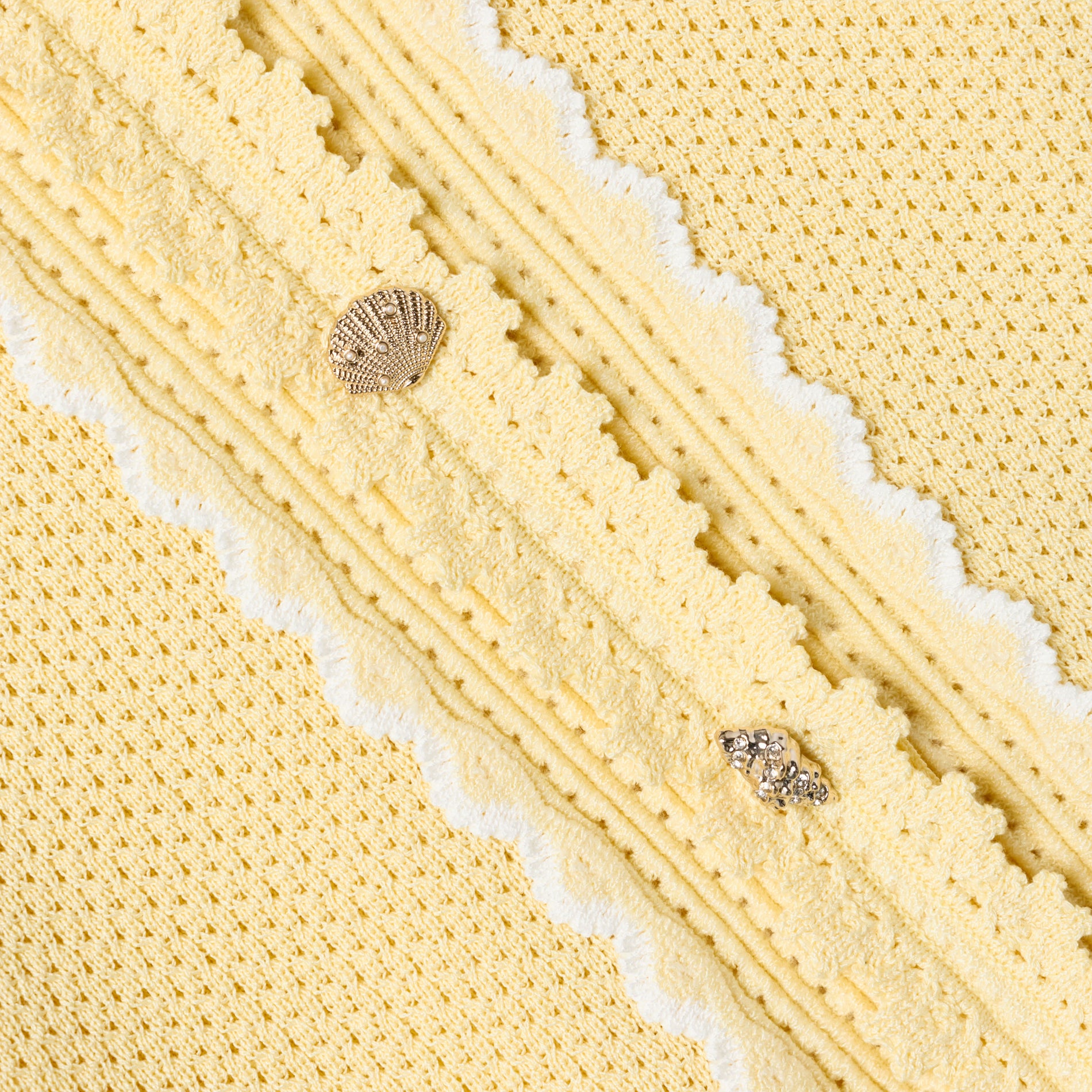 Yellow Pointelle  Frill Cardigan