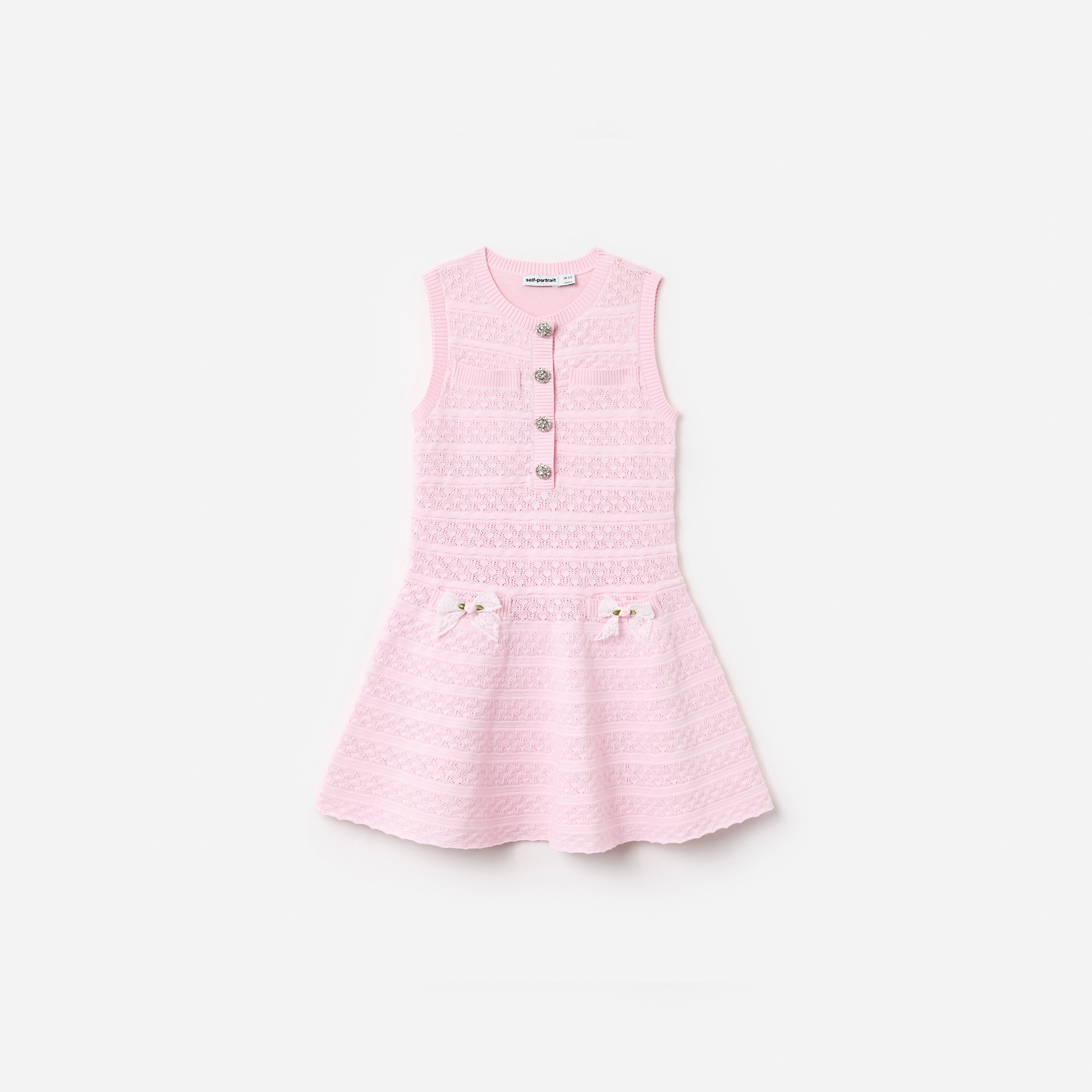 Pink Lace Bow Knit Dress