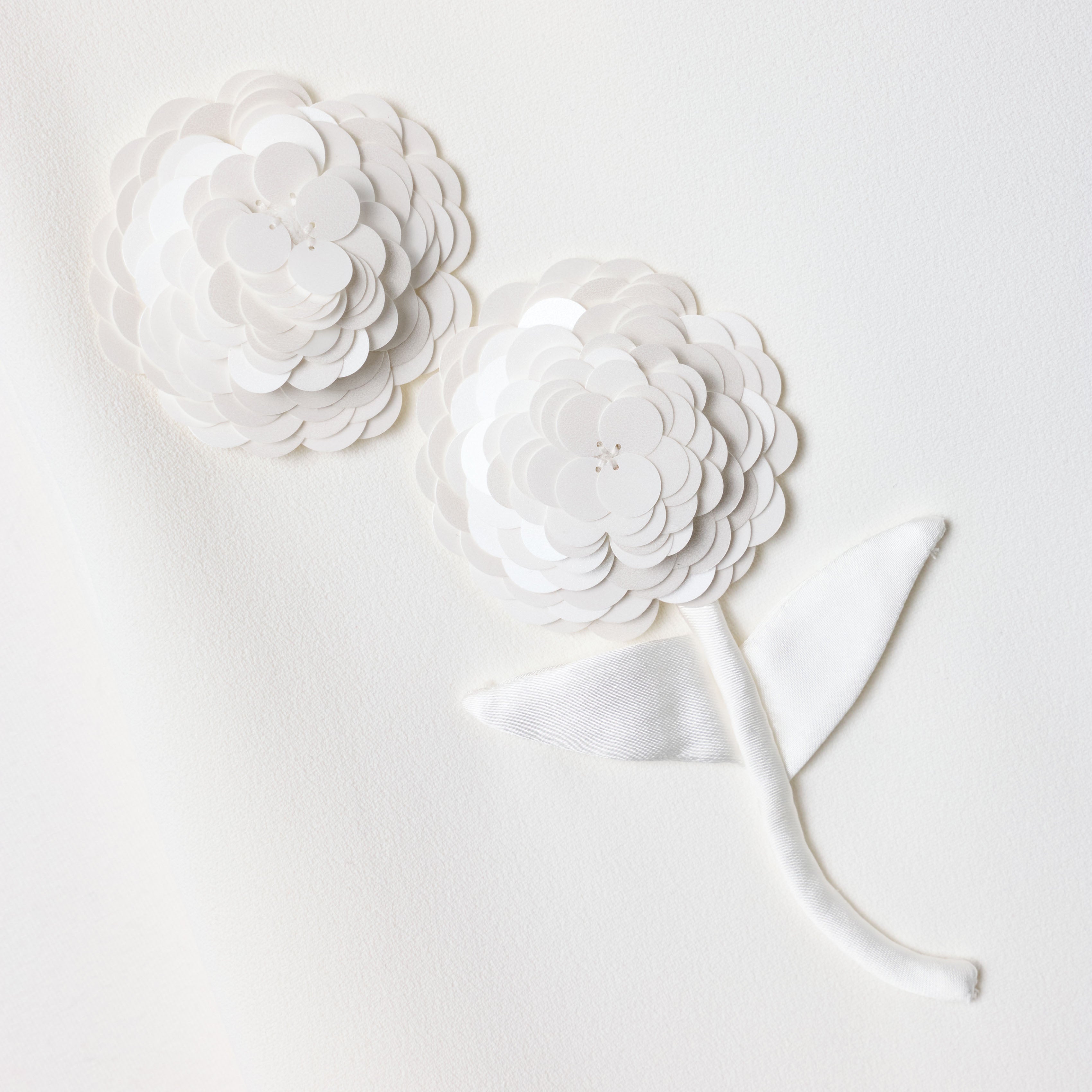 White Crepe Sequin Flower Dress