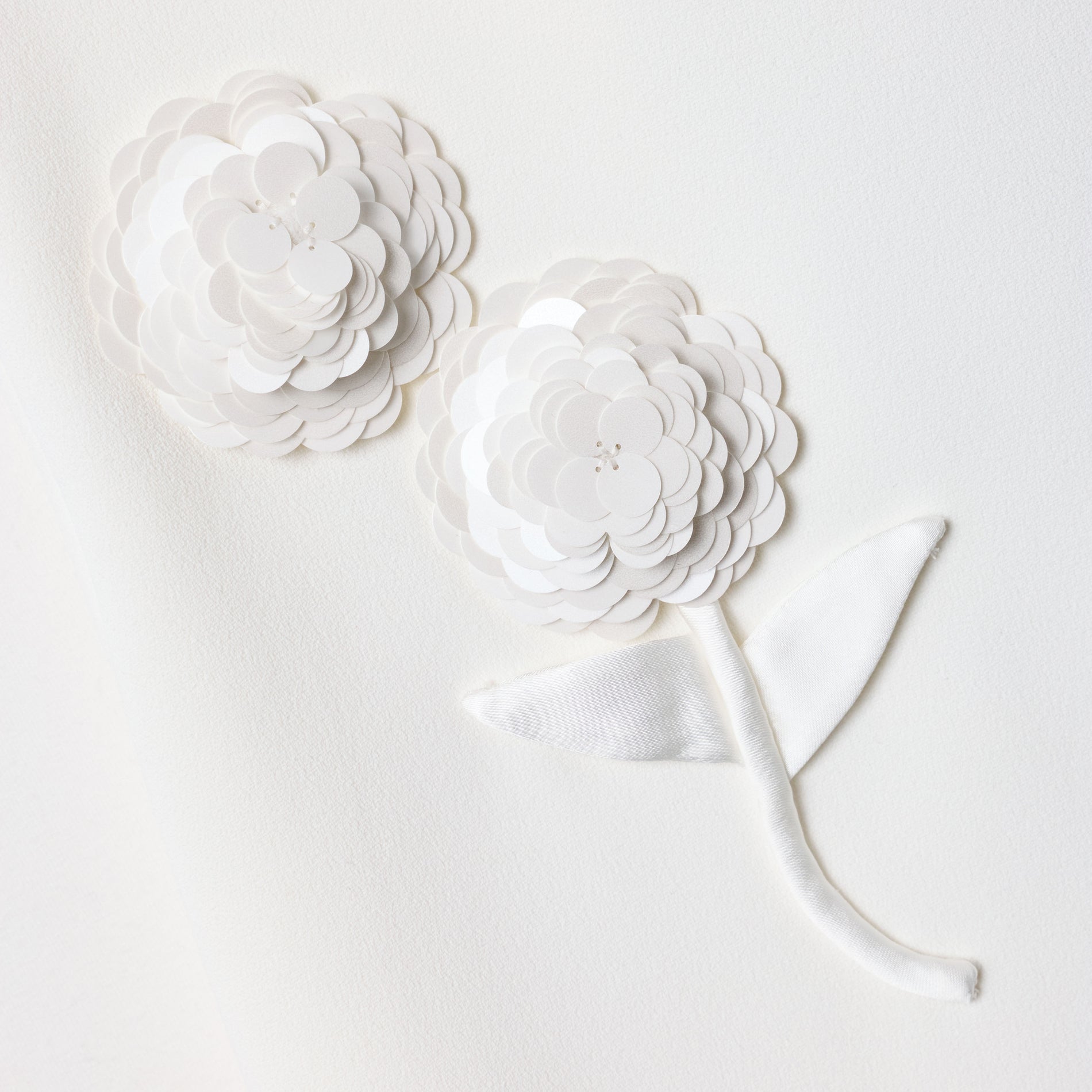 White Crepe Sequin Flower Dress