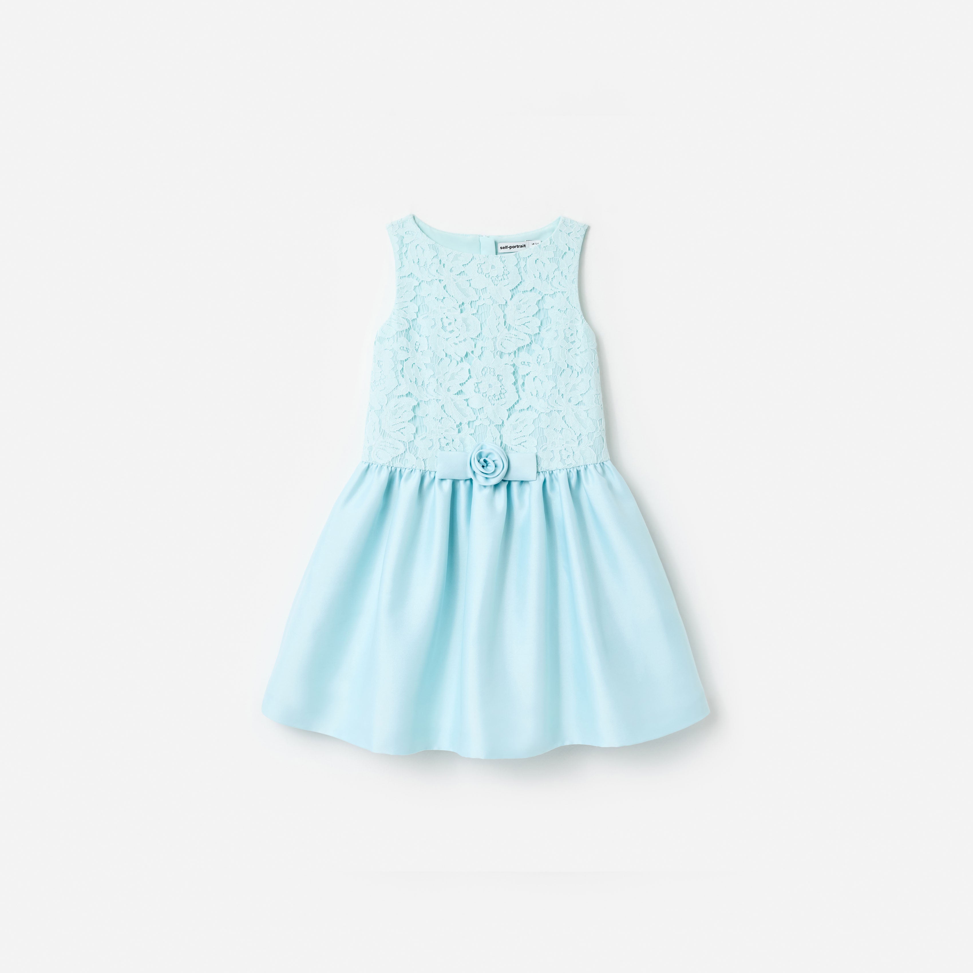Aqua Taffeta Lace Bow Dress