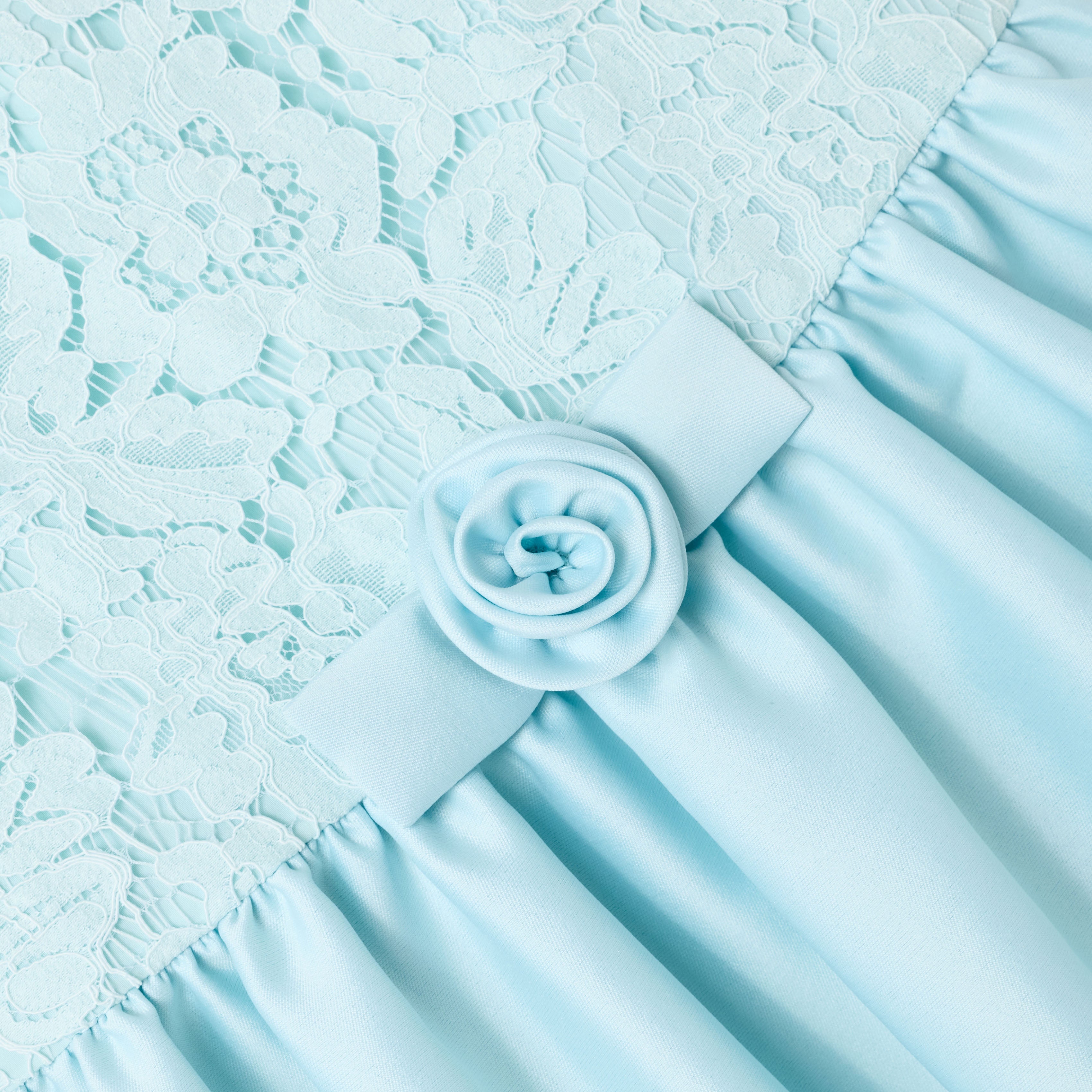 Aqua Taffeta Lace Bow Dress