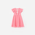 Pink Chiffon Lace Trim Dress
