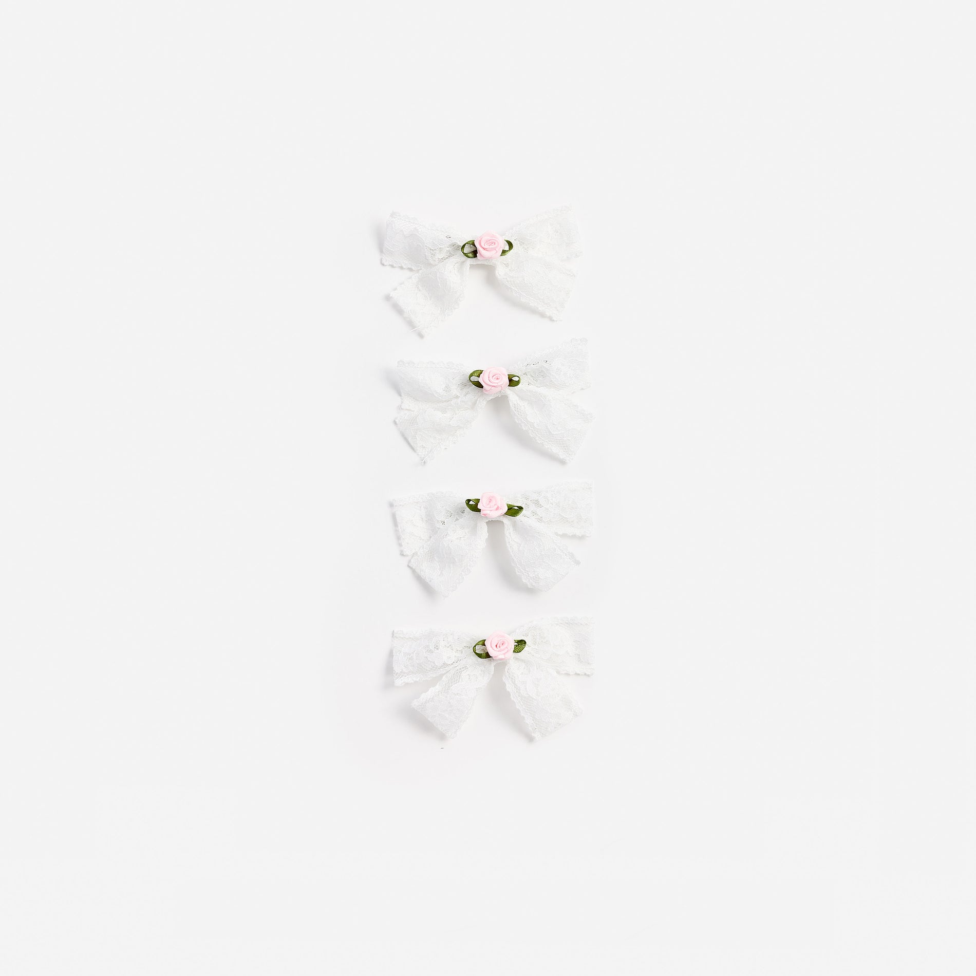 Cream Lace Bow Hair Clips