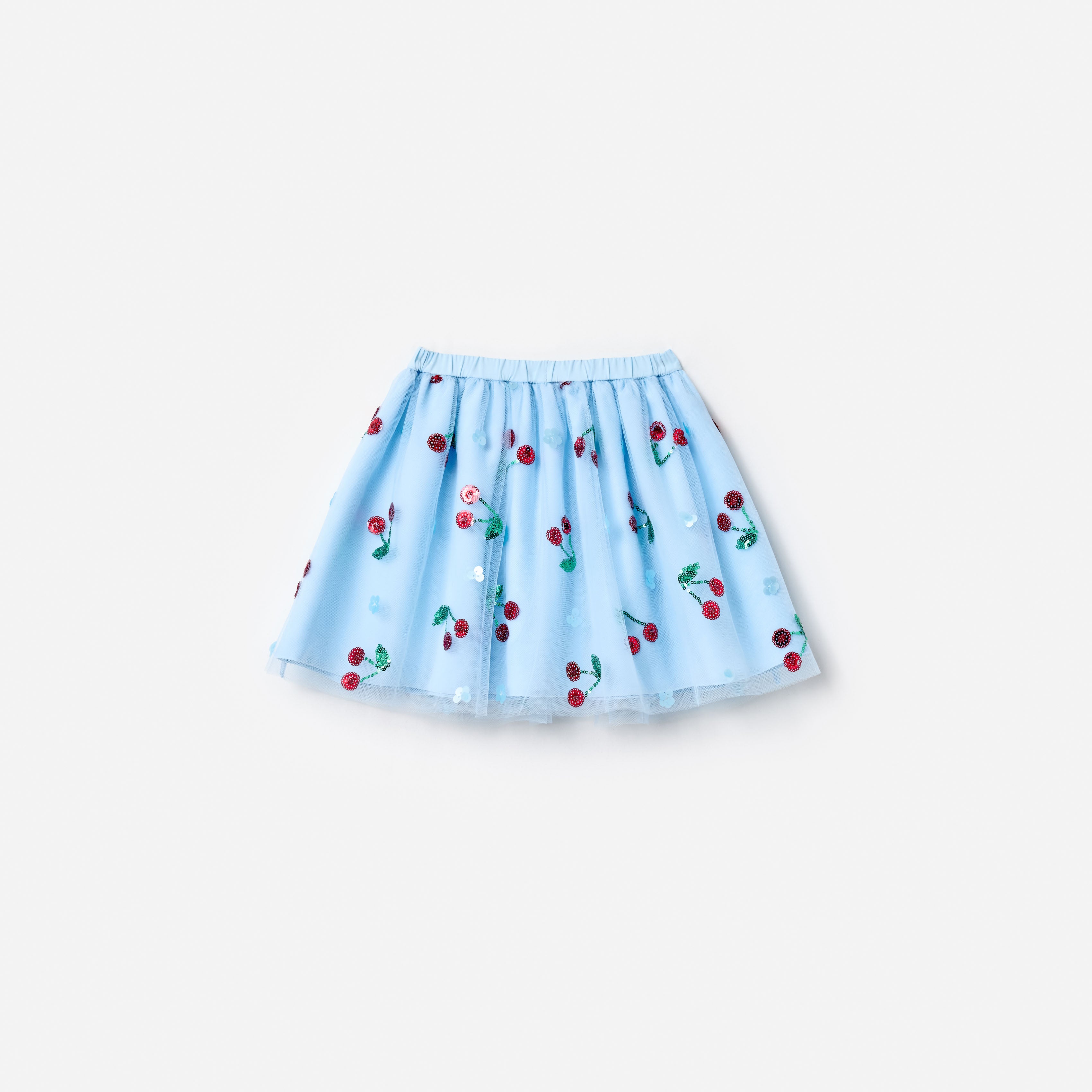 Blue Cherry Sequin Mesh Skirt