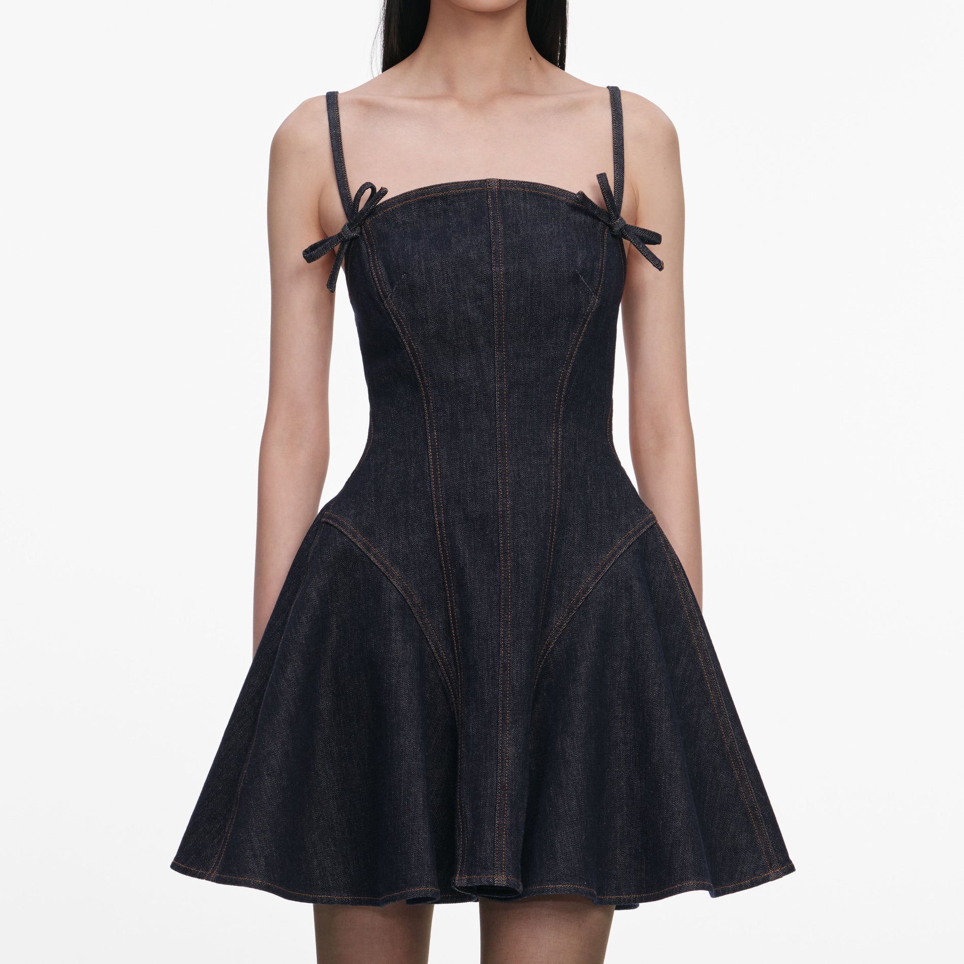 Indigo Denim Bow Mini Dress