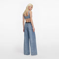 Rhinestone Croc Effect Wide Leg Jeans