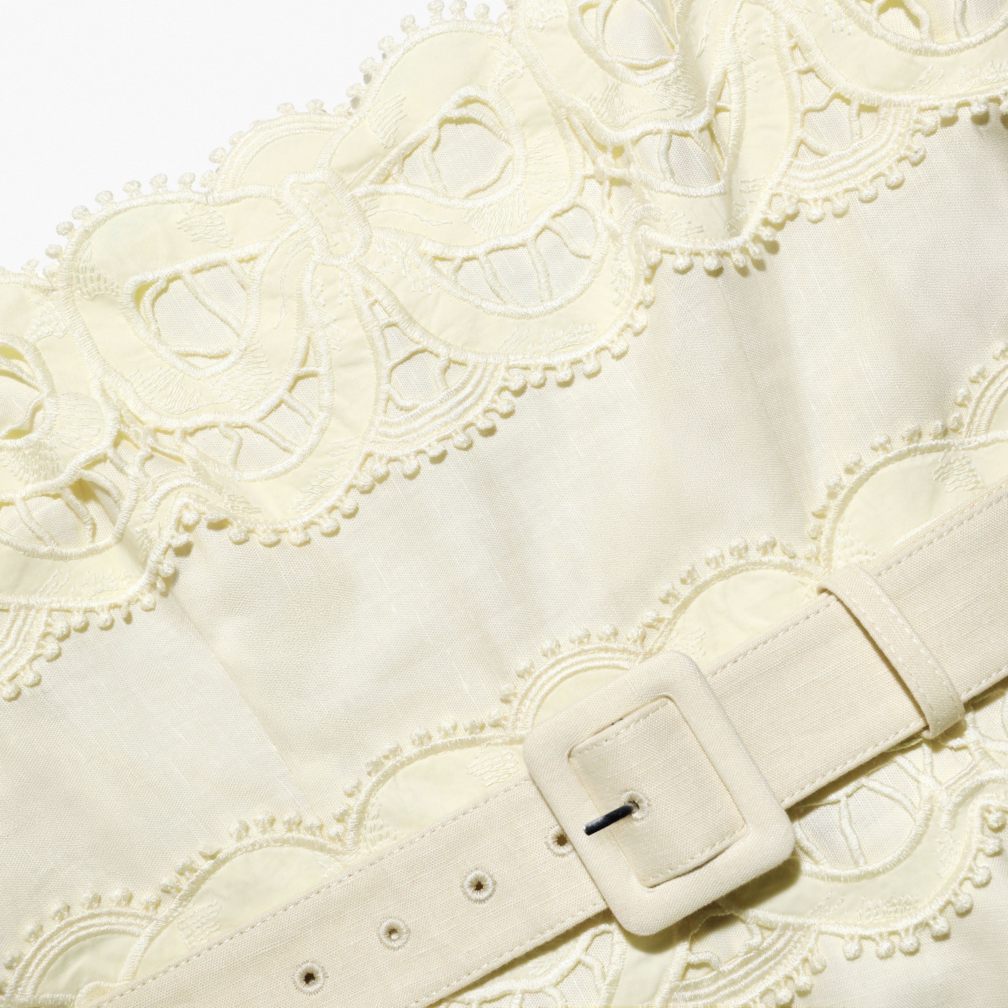 Yellow Linen Peplum Midi Dress