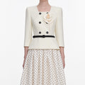 Cream 3D Flower Polka Dot Midi Dress