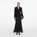 Black Boucle Rhinestone Lace Maxi Dress