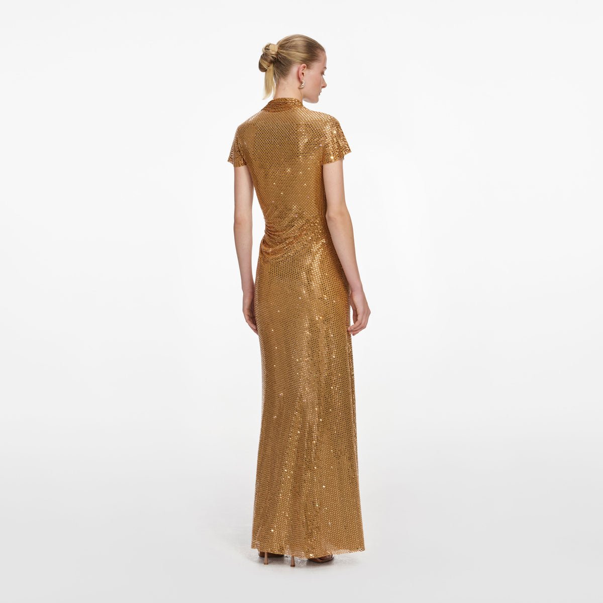 self portrait gold sequin dress Self-portrait Metallic Gold Sequins Dress sz 2