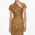 Gold Rhinestone Drape Maxi Dress