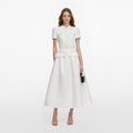 White Tailored Taffeta Midi Dress