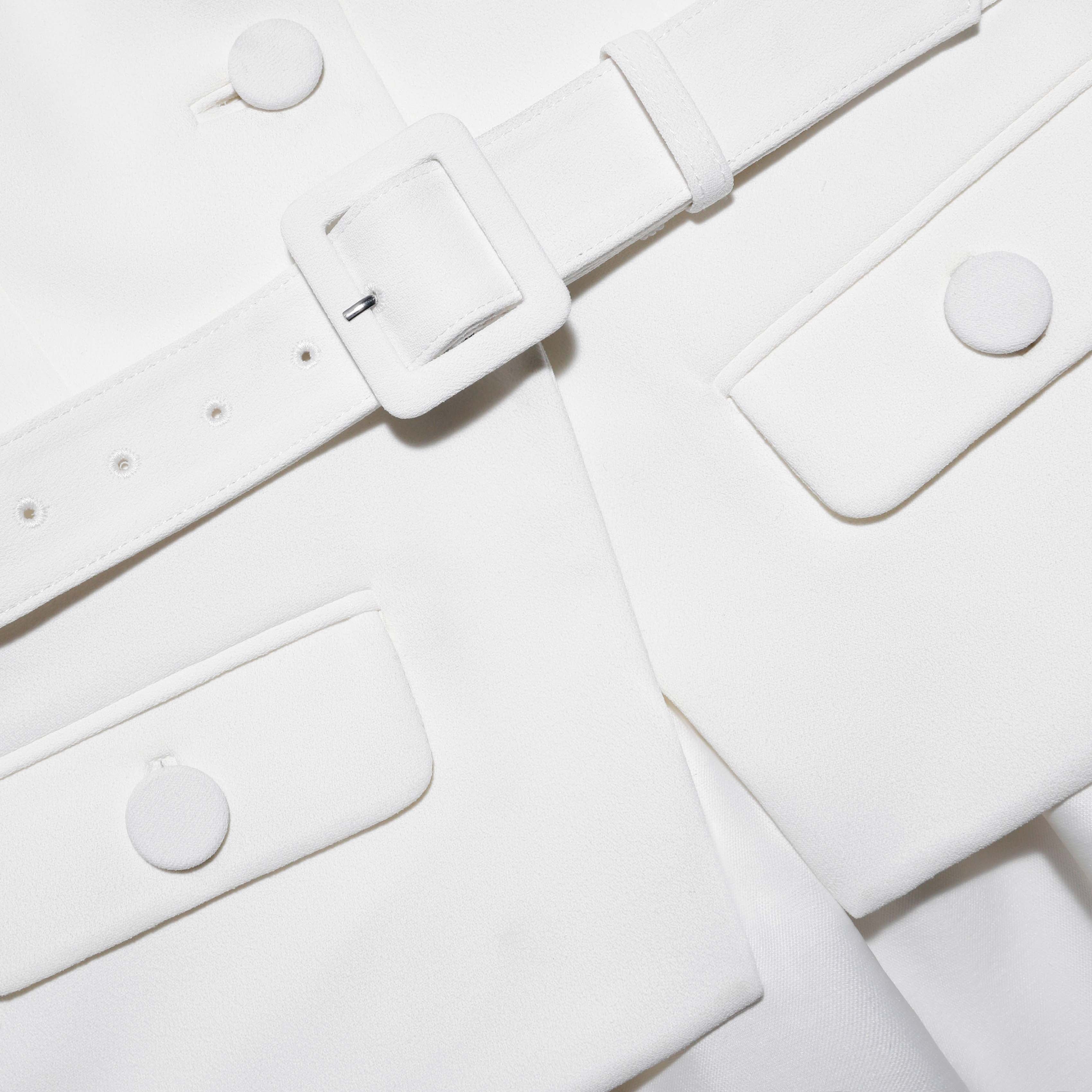 White Tailored Taffeta Midi Dress