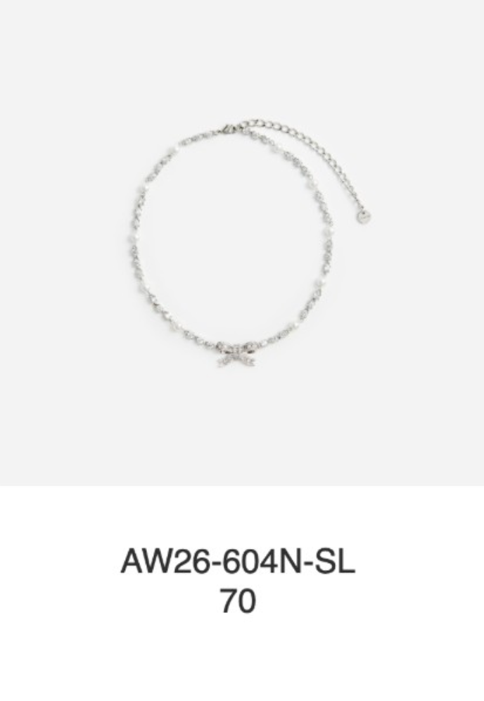 Crystal Pearl Bow Necklace