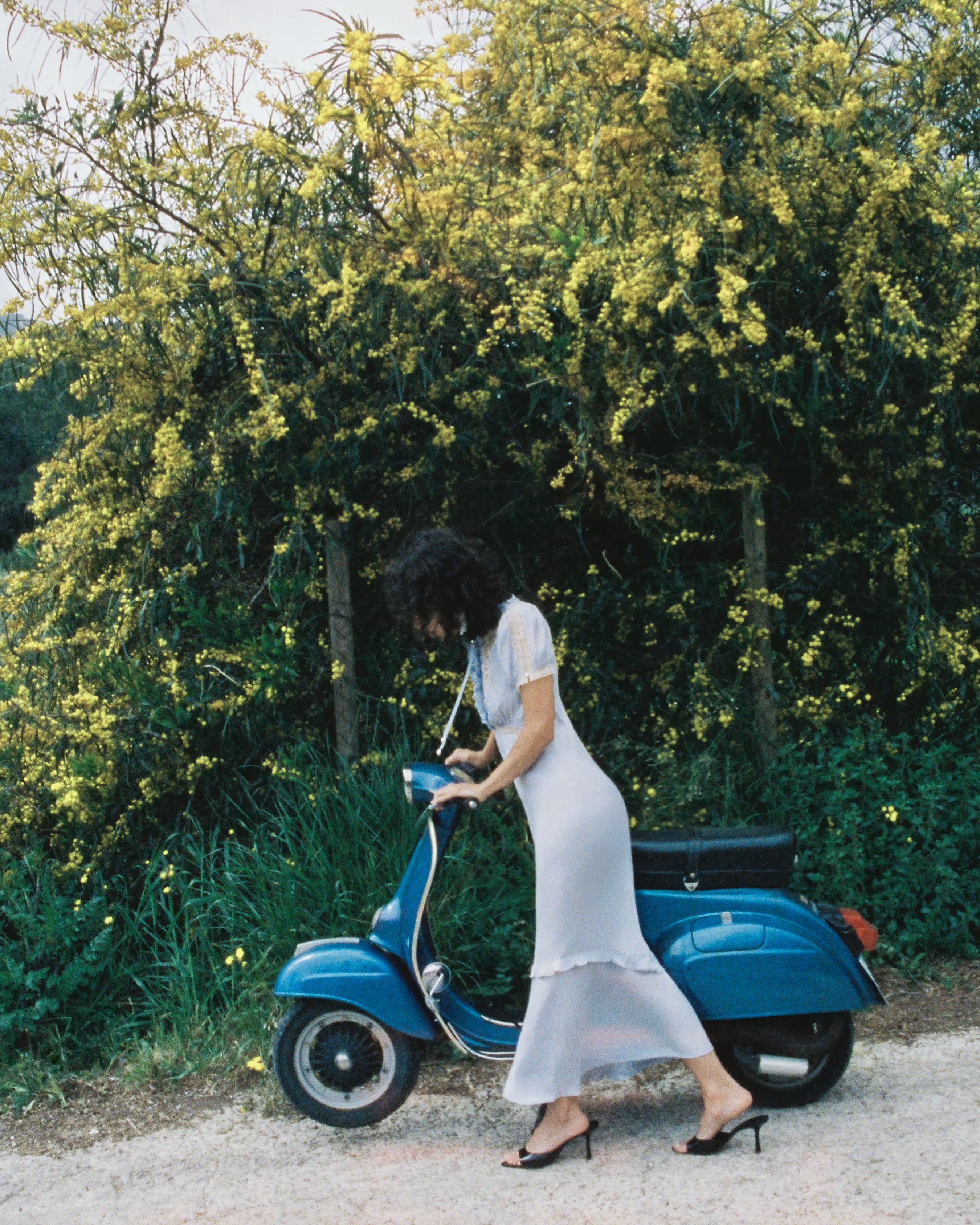 Blue Viscose Lace Midi Dress – self-portrait