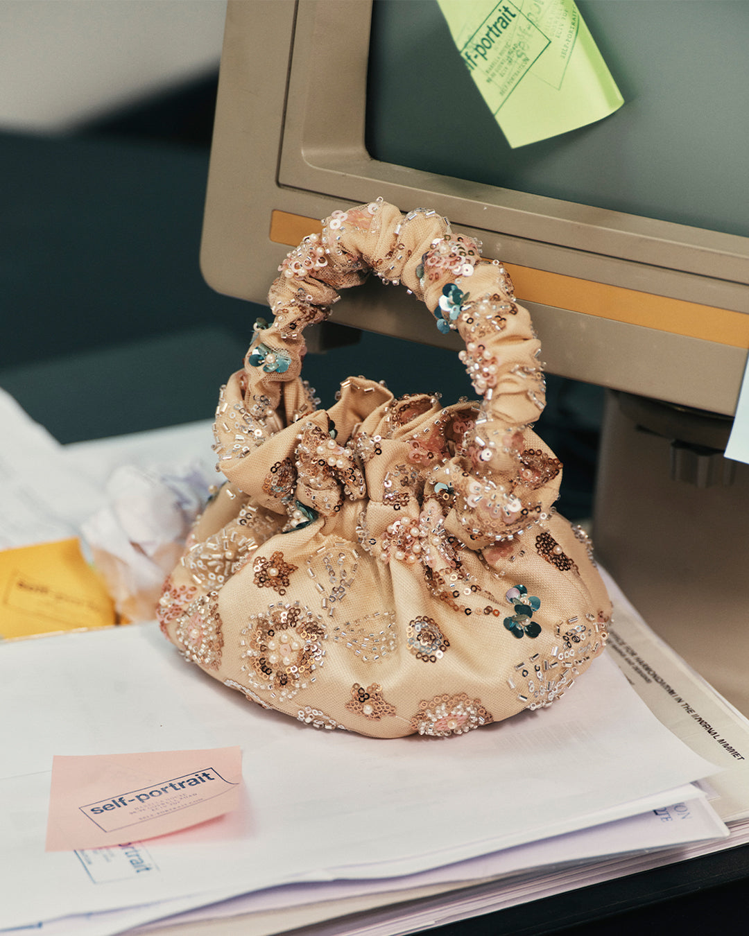 Champagne Sequin Embroidered Bag