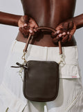 Brown Leather Mini Tote Bag