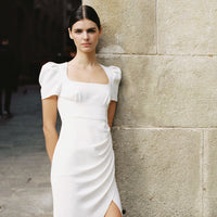 White Crepe Midi Dress