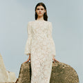 Ivory Cotton Lace Midi Dress