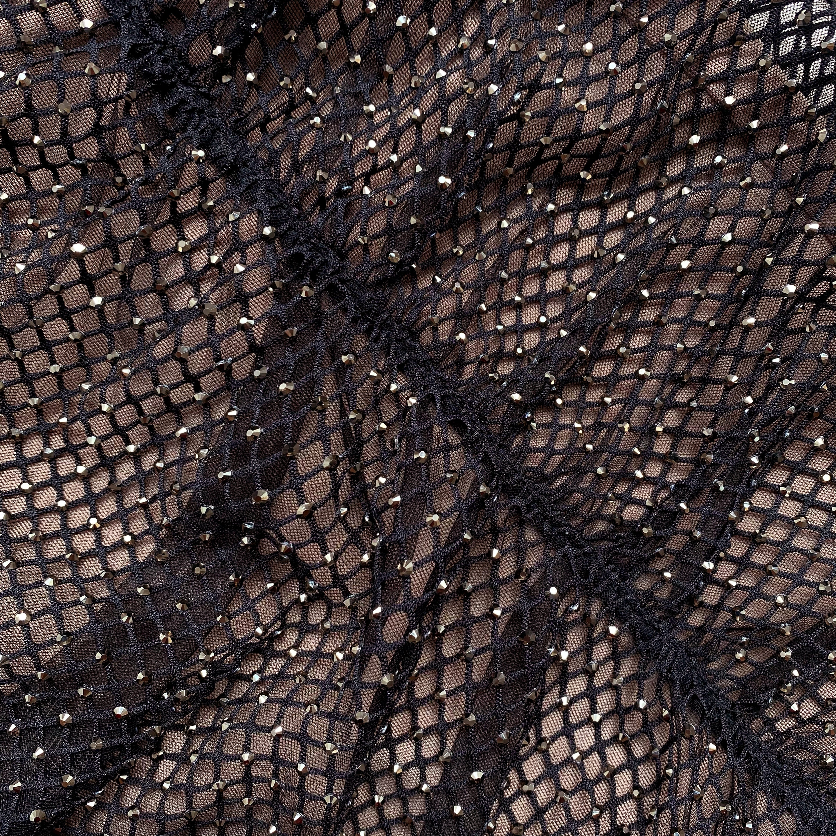 Black Rhinestone Fishnet Top – self-portrait-US