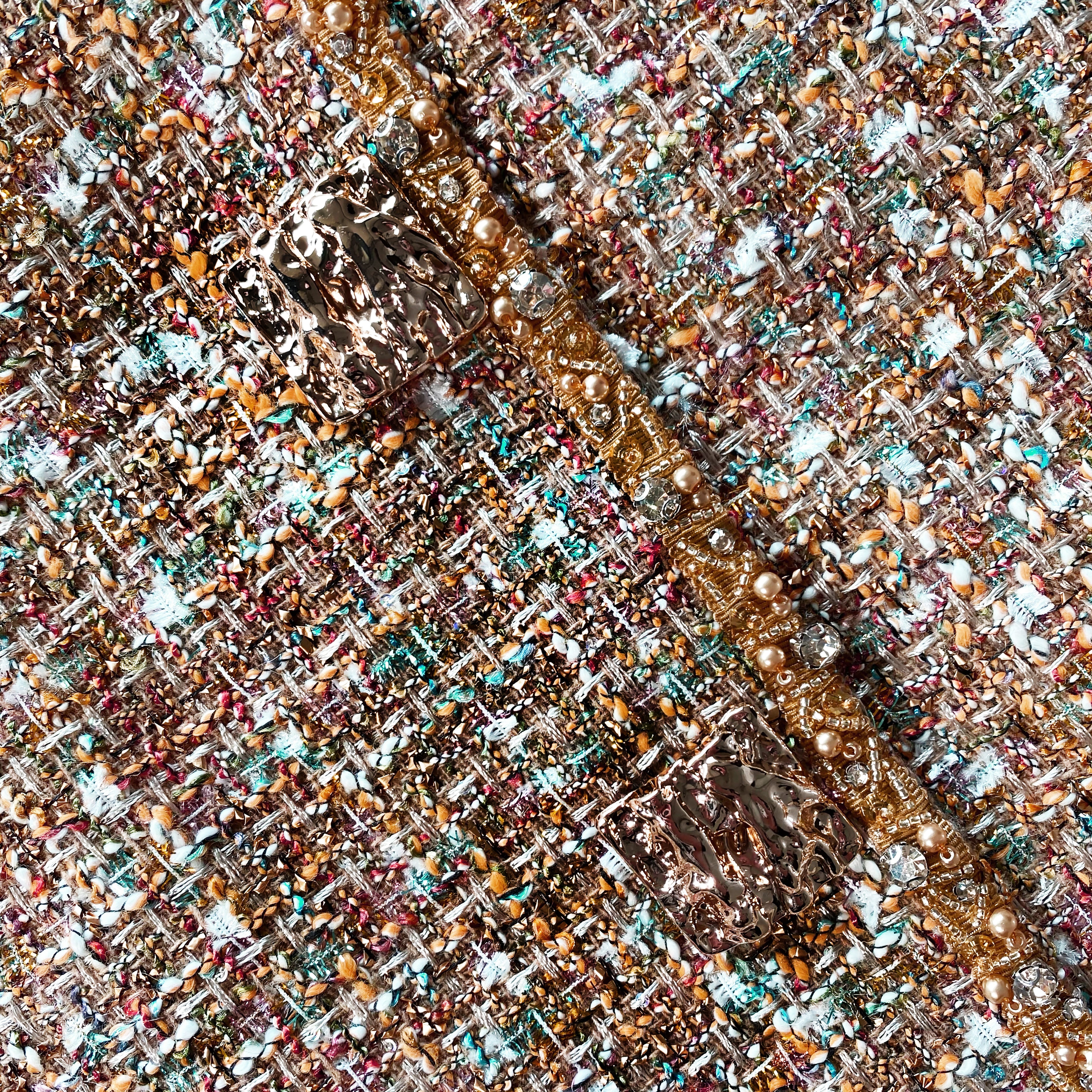 Gold Tinsel Bouclé Mini Dress