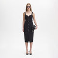 Black Boucle Sweetheart Midi Dress