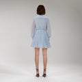 Blue Broderie Collar Chiffon Mini Dress