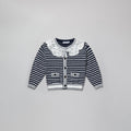 Navy Contrast Rope Knit Cardigan
