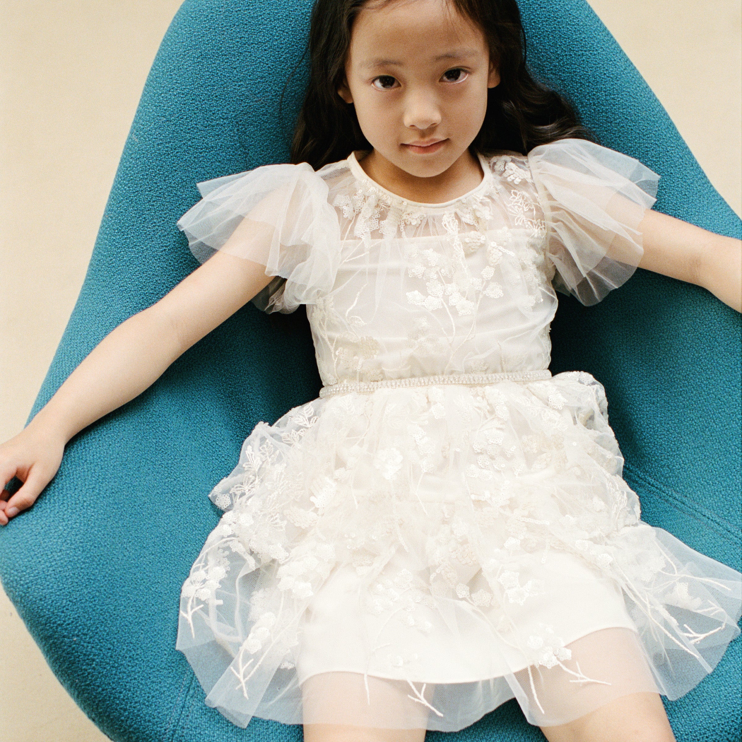 Ivory Blossom Sequin Dress