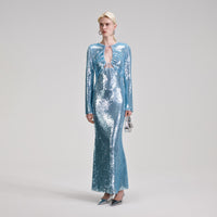 Blue Sequin Maxi Dress