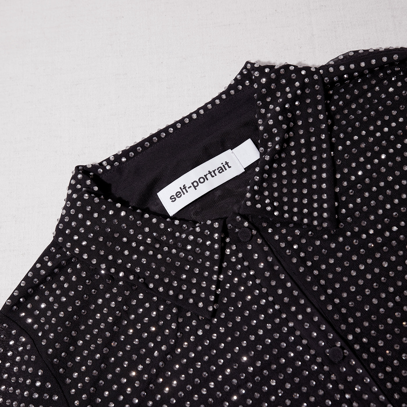 블랙 라인스톤 미니 셔츠 드레스