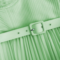 Green Chiffon Lace Detail Midi Dress