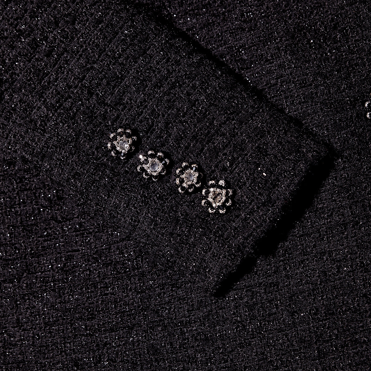 Black Off Shoulder Boucle Mini Dress