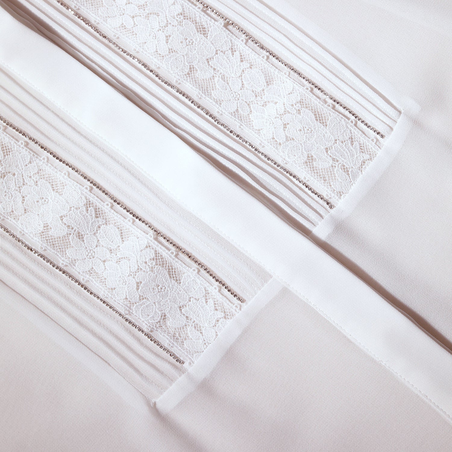 White Chiffon Rhinestone Detail Top