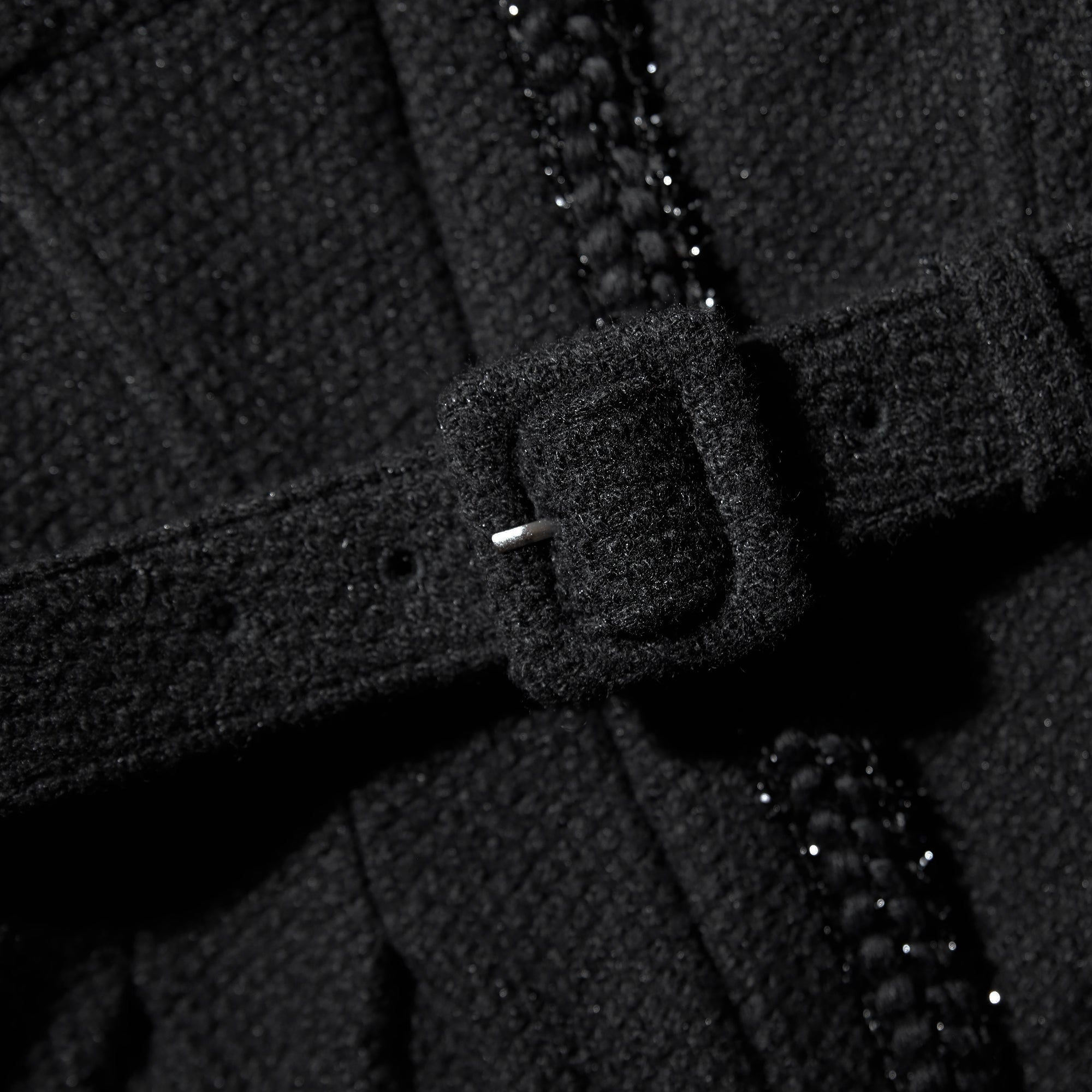Black Textured Woven Mini Dress