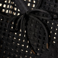 Black Grid Lace Midi Dress