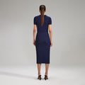 Navy Knit Midi Skirt