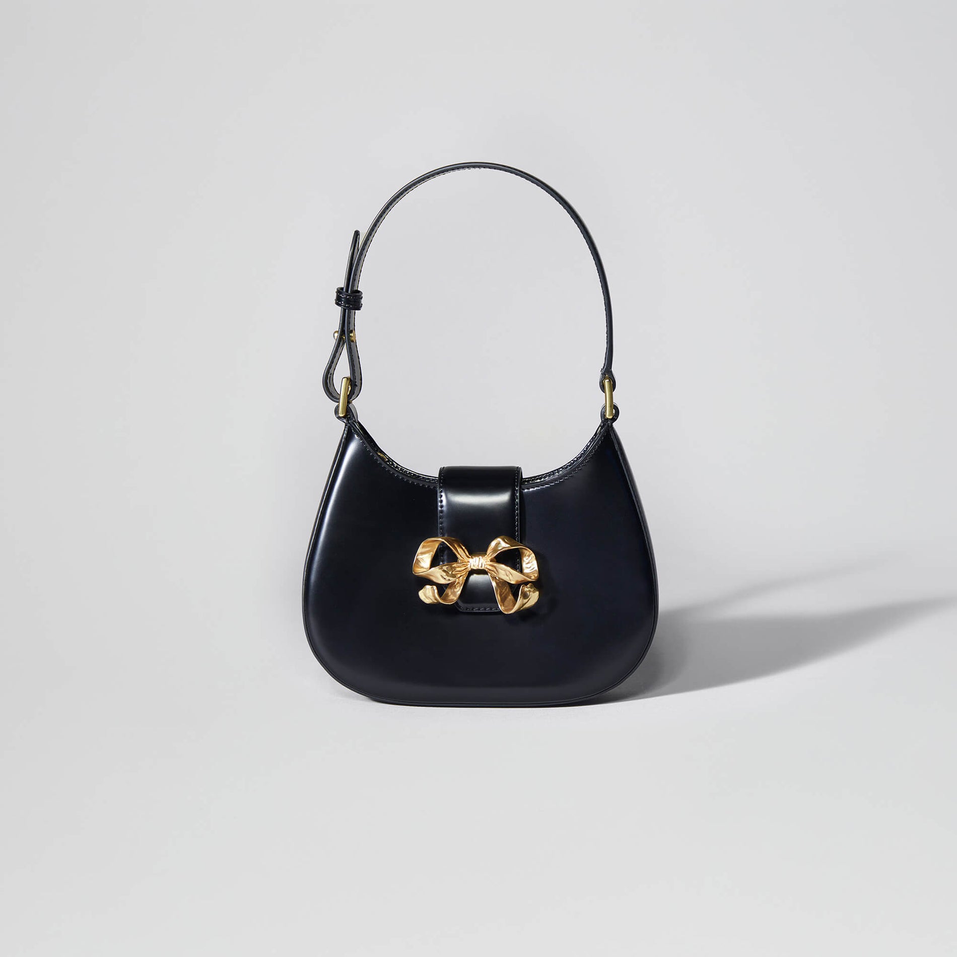 Black Crescent Bow Mini Shoulder Bag