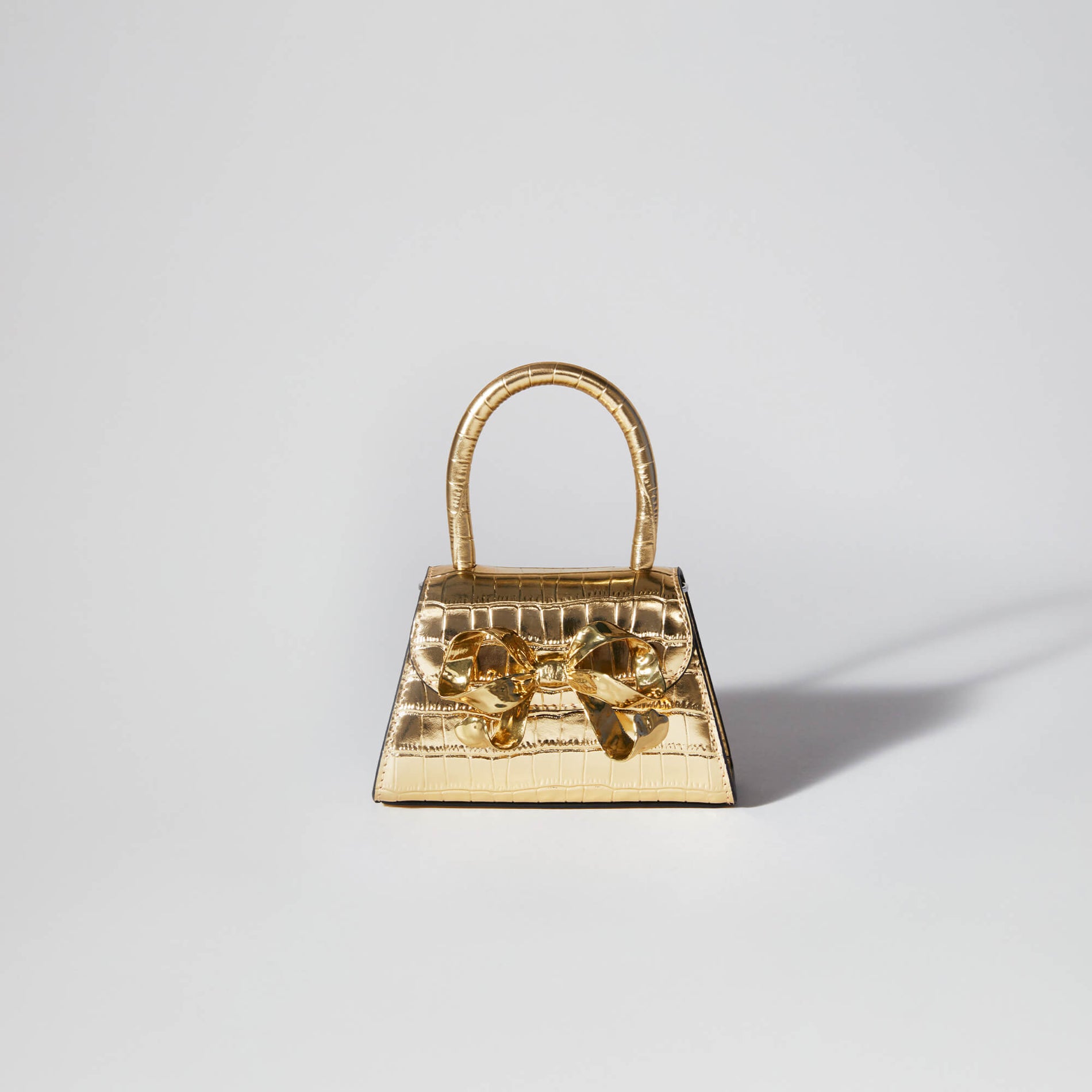 Gold Croc Micro Bow Bag