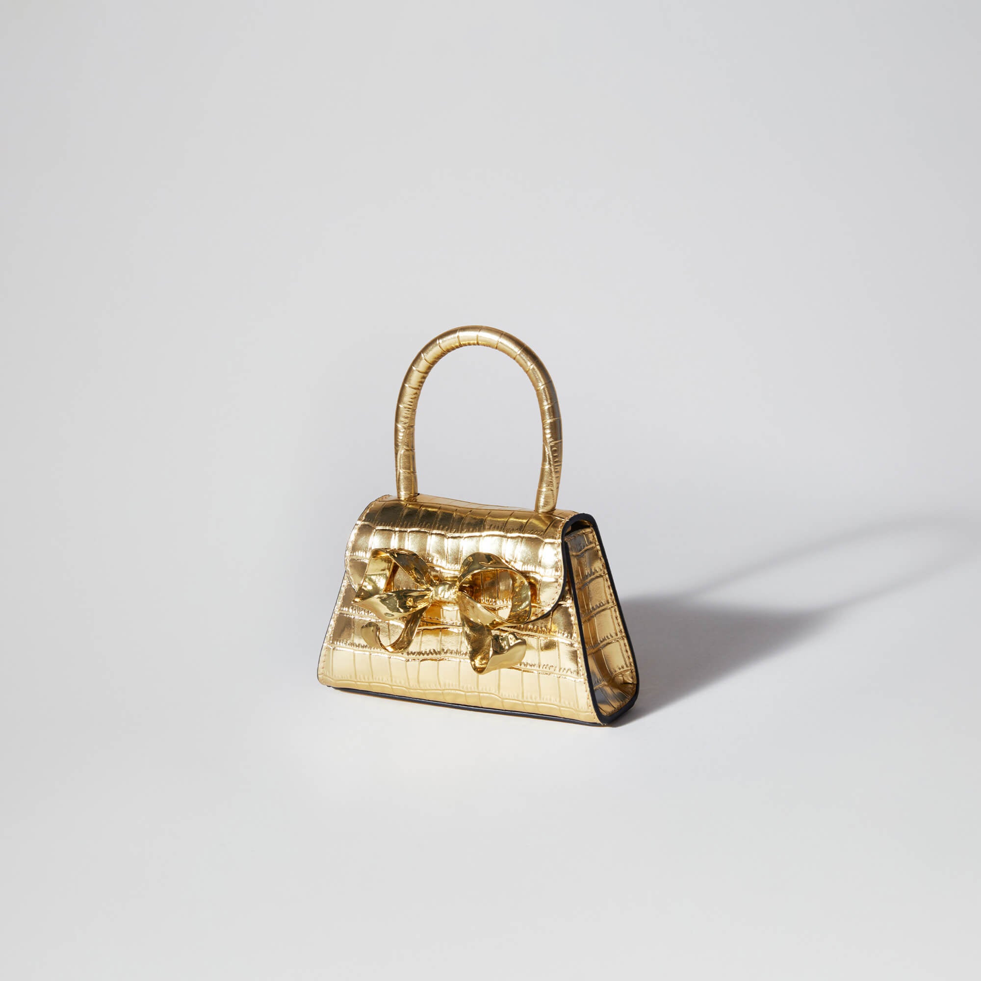 Gold Croc Micro Bow Bag